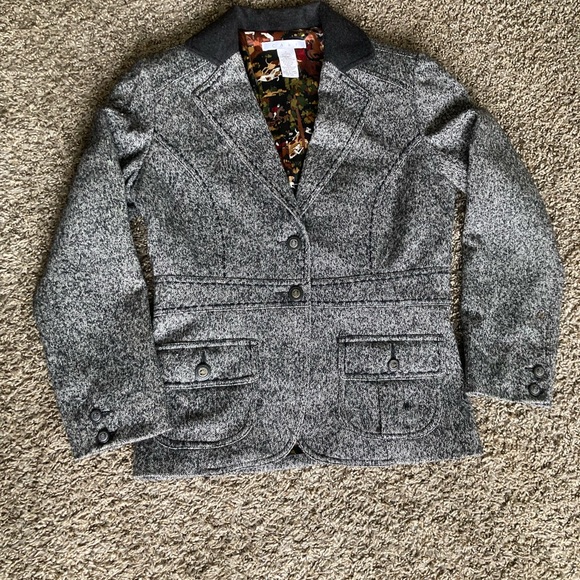 CAbi Gray Tweed Blazer Tailored Suit Jacket - Picture 2 of 9